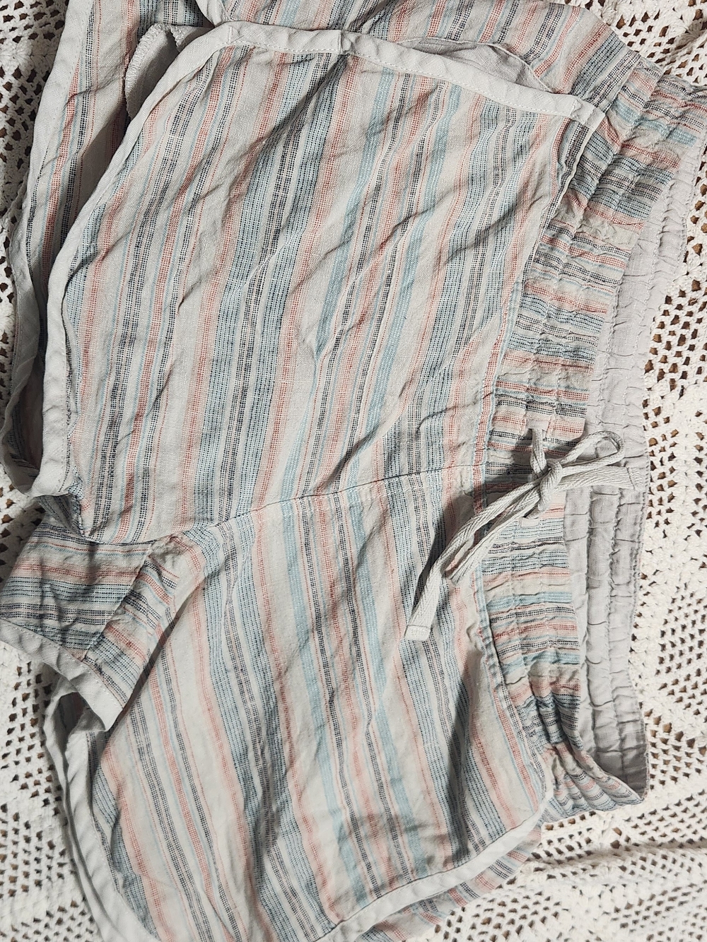 Women's Lightweight Striped Drawstring Shorts - Blue & Pink